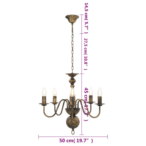 vidaXL Lustre antique noir 5 ampoules E14