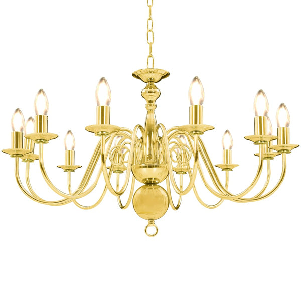 Kronleuchter Golden 12 x E14-Glühbirnen