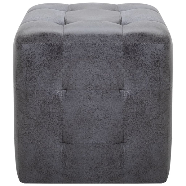 Nachttische 2 Stk. Grau 30x30x30 cm Wildleder-Optik
