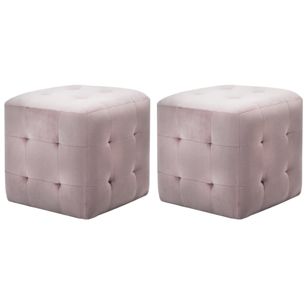 Nachttische 2 Stk. Rosa 30×30×30 cm Samtstoff