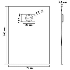 Duschwanne SMC Schwarz 100×70 cm