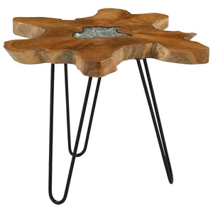 Couchtisch 70 x 45 cm Massivholz Teak und Polyresin