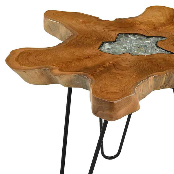 Couchtisch 70 x 45 cm Massivholz Teak und Polyresin