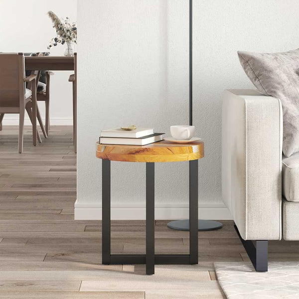 Couchtisch 40 x 45 cm Massivholz Teak und Polyresin