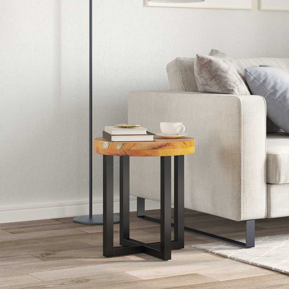 vidaXL Table basse 40 x 45 cm bois de teck massif et polyrésine