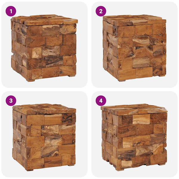 Hocker mit Stauraum Massivholz Teak