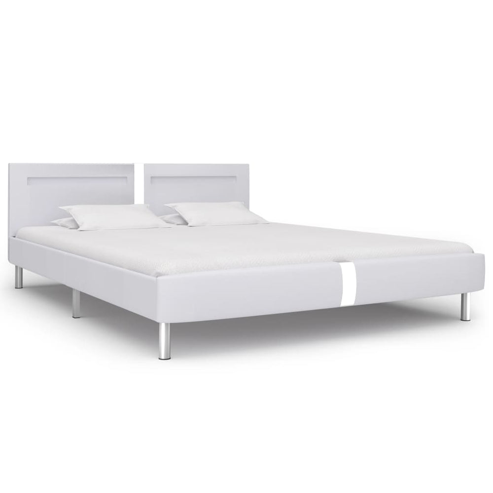 vidaXL Cadre de lit avec LED Blanc Similicuir 180×200 cm