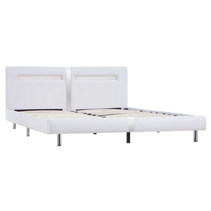 vidaXL Cadre de lit avec LED Blanc Similicuir 180×200 cm
