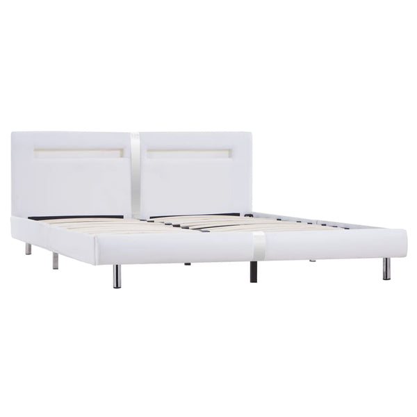 vidaXL Cadre de lit avec LED Blanc Similicuir 180×200 cm