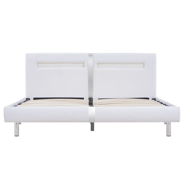 vidaXL Cadre de lit avec LED Blanc Similicuir 180×200 cm