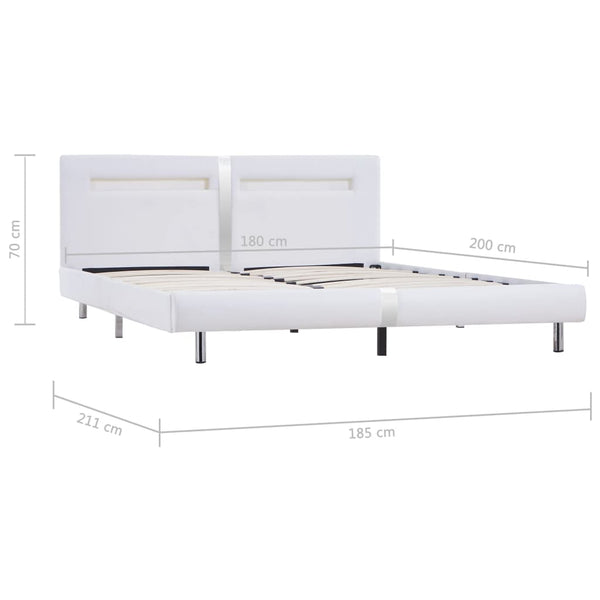 vidaXL Cadre de lit avec LED Blanc Similicuir 180×200 cm