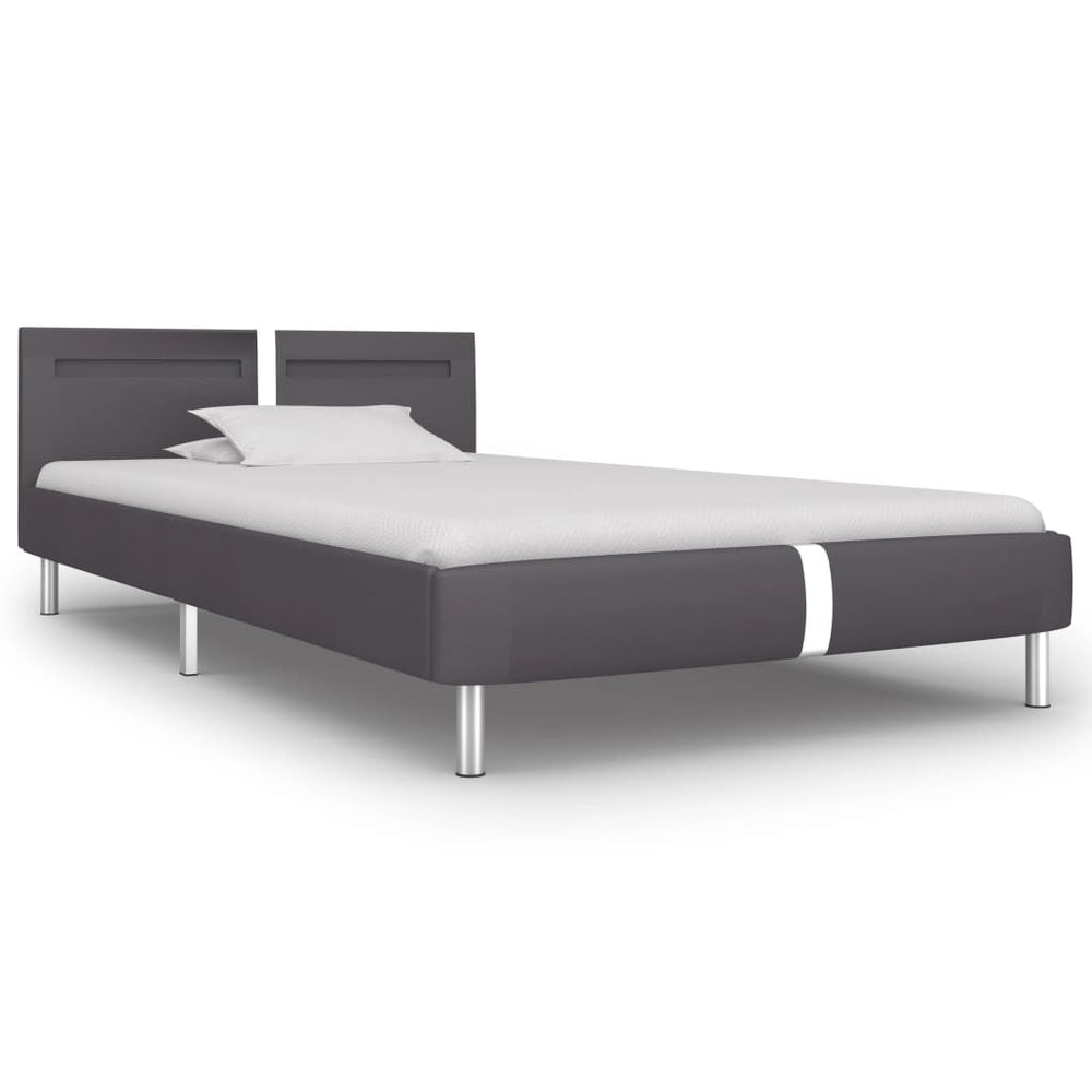 vidaXL Cadre de lit avec LED Gris Similicuir 90x200 cm
