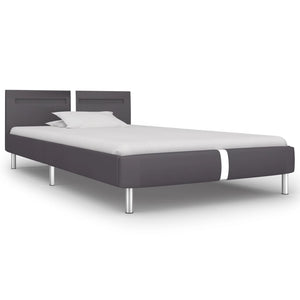 vidaXL Cadre de lit avec LED Gris Similicuir 90x200 cm