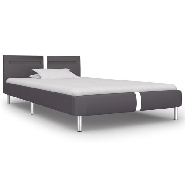 vidaXL Cadre de lit avec LED Gris Similicuir 90x200 cm