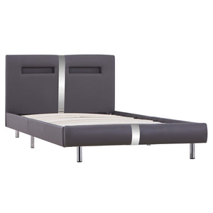 vidaXL Cadre de lit avec LED Gris Similicuir 90x200 cm