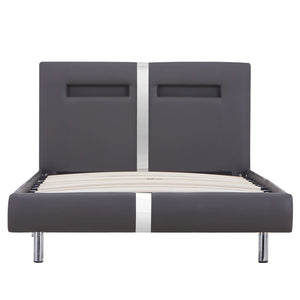 vidaXL Cadre de lit avec LED Gris Similicuir 90x200 cm