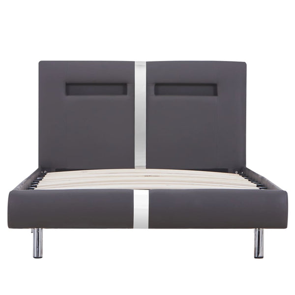 vidaXL Cadre de lit avec LED Gris Similicuir 90x200 cm