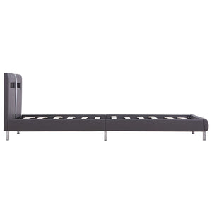 vidaXL Cadre de lit avec LED Gris Similicuir 90x200 cm