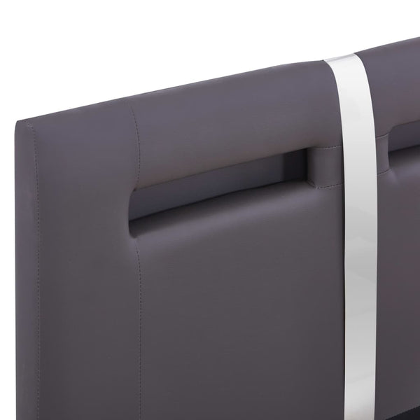 vidaXL Cadre de lit avec LED Gris Similicuir 90x200 cm