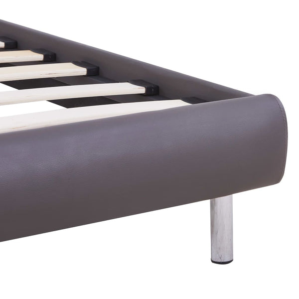 vidaXL Cadre de lit avec LED Gris Similicuir 90x200 cm