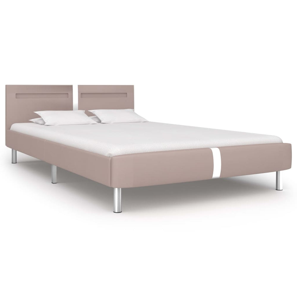 vidaXL Cadre de lit avec LED cappuccino-marron similicuir 120x200 cm