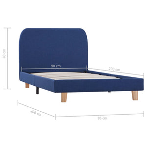 vidaXL Cadre de lit Bleu Tissu 90x200 cm