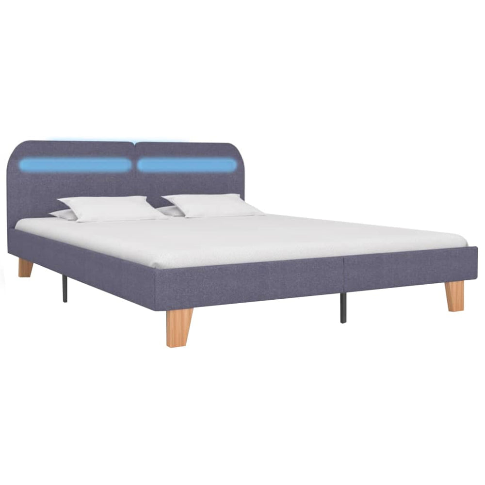 vidaXL Cadre de lit avec LED Gris clair Tissu 160x200 cm