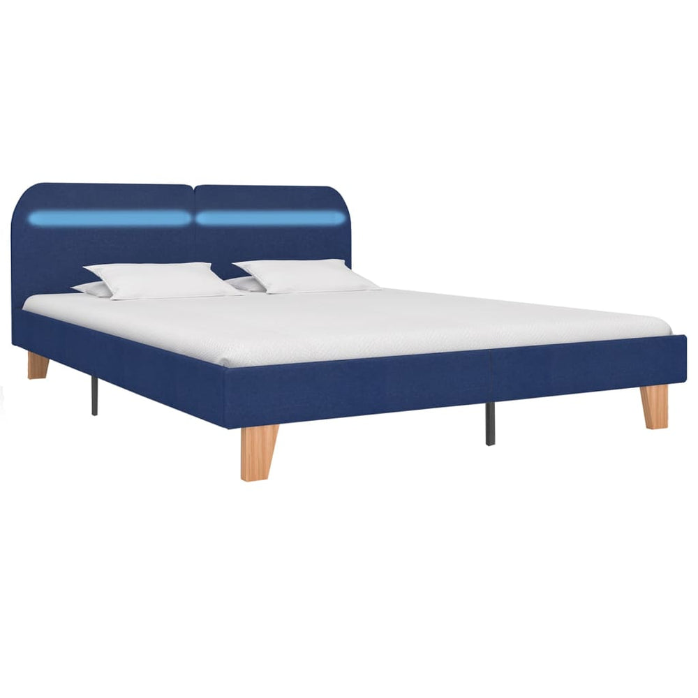 vidaXL Cadre de lit avec LED Bleu Tissu 160x200 cm