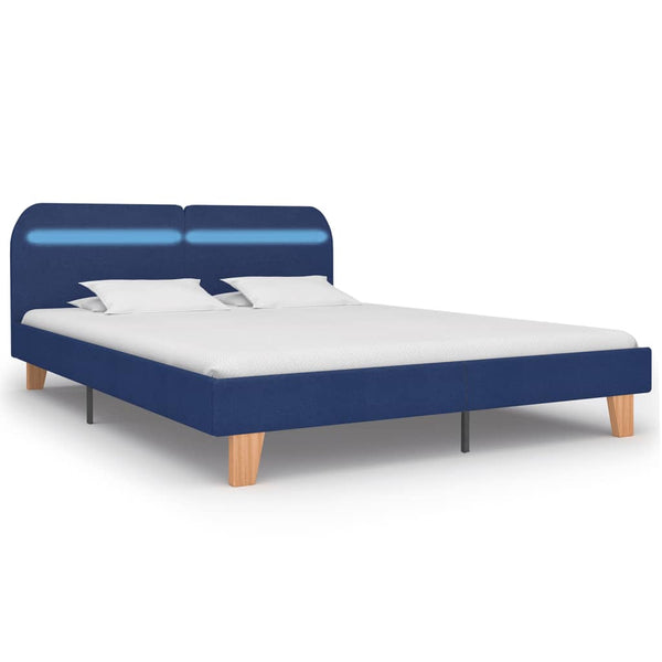 Bettgestell mit LED Blau Stoff 180x200 cm