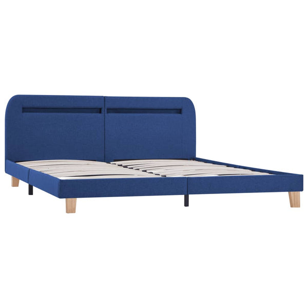 Bettgestell mit LED Blau Stoff 180x200 cm