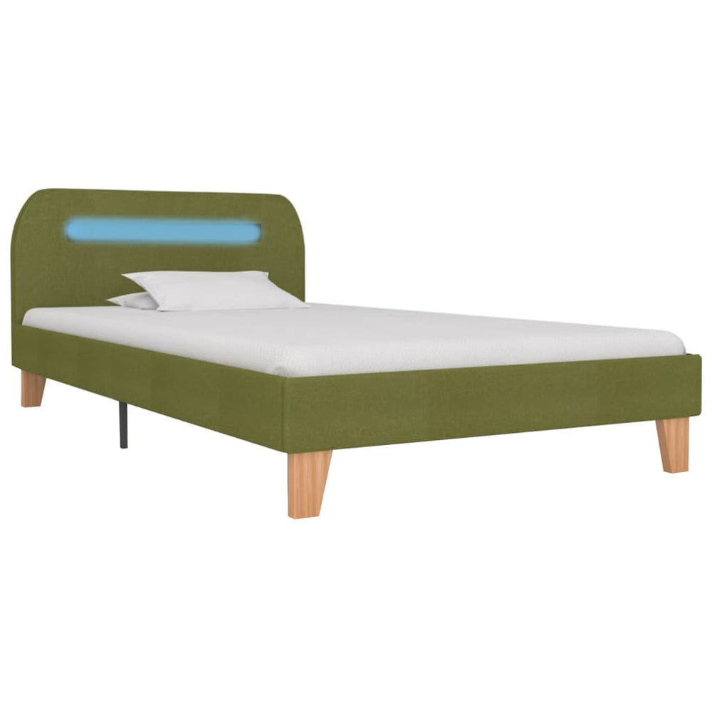 vidaXL Cadre de lit avec LED Vert Tissu 90x200 cm