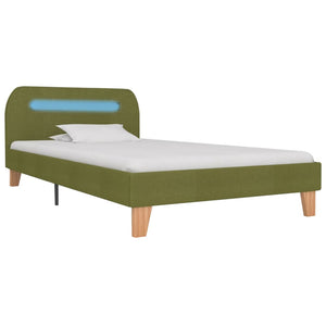 vidaXL Cadre de lit avec LED Vert Tissu 90x200 cm