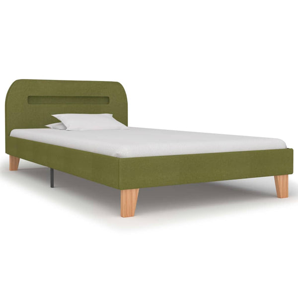 vidaXL Cadre de lit avec LED Vert Tissu 90x200 cm