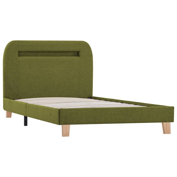 vidaXL Cadre de lit avec LED Vert Tissu 90x200 cm