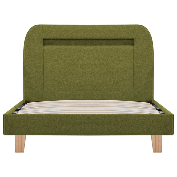 vidaXL Cadre de lit avec LED Vert Tissu 90x200 cm