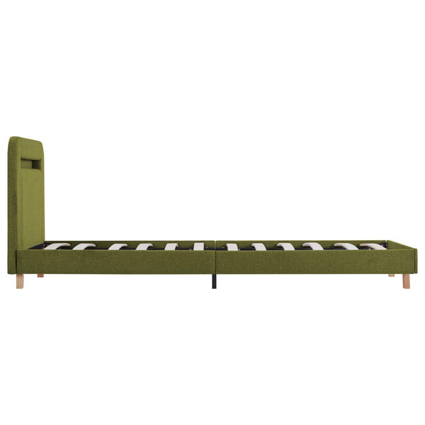 vidaXL Cadre de lit avec LED Vert Tissu 90x200 cm