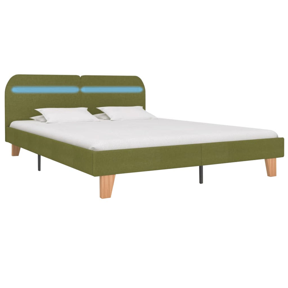 vidaXL Cadre de lit avec LED Vert Tissu 160x200 cm