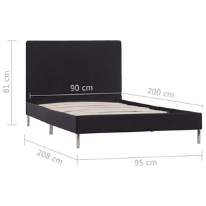 vidaXL Cadre de lit en tissu noir 90 x 200 cm