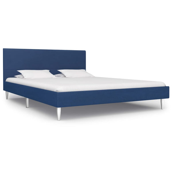 vidaXL Cadre de lit bleu tissu 160 x 200 cm