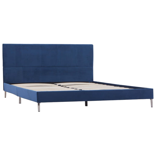 vidaXL Cadre de lit bleu tissu 160 x 200 cm