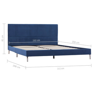 vidaXL Cadre de lit bleu tissu 160 x 200 cm