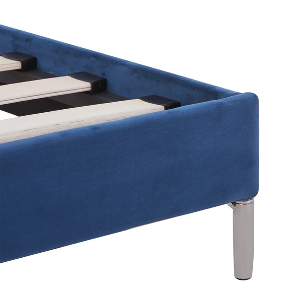 vidaXL Cadre de lit bleu tissu 180 x 200 cm
