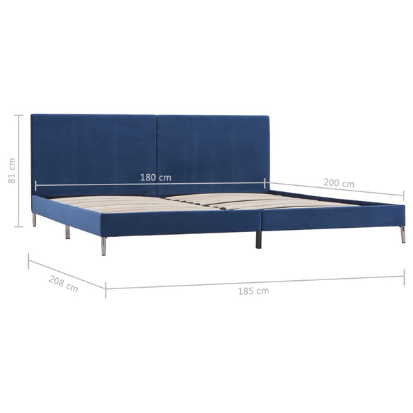 vidaXL Cadre de lit bleu tissu 180 x 200 cm