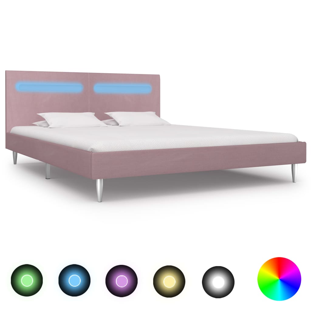 vidaXL Cadre de lit avec LED Tissu rose 180 x 200 cm