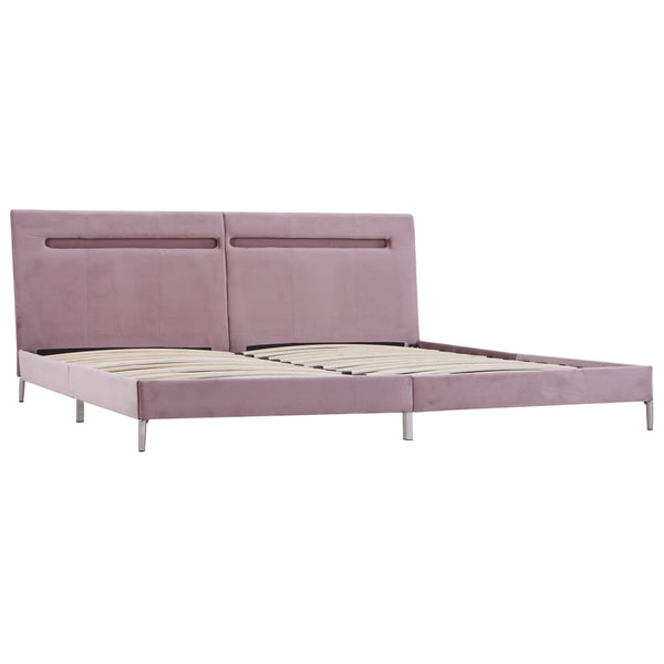 vidaXL Cadre de lit avec LED Tissu rose 180 x 200 cm