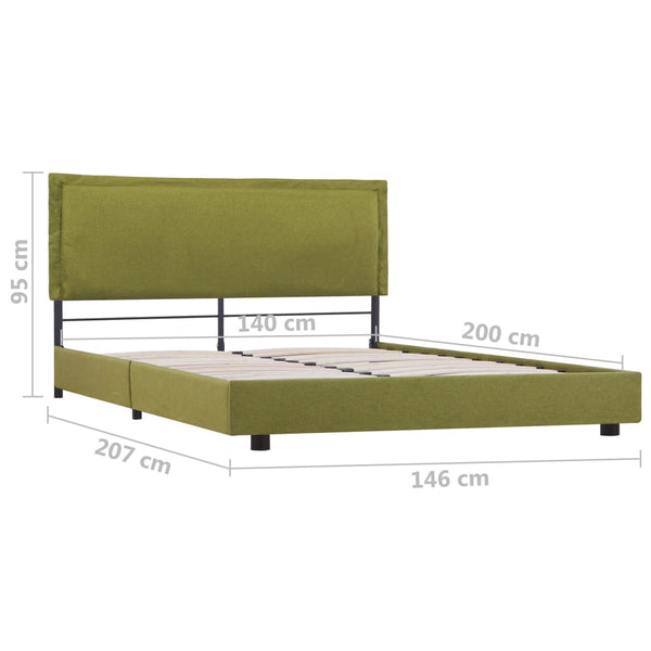 vidaXL Cadre de lit Vert Tissu 140x200 cm