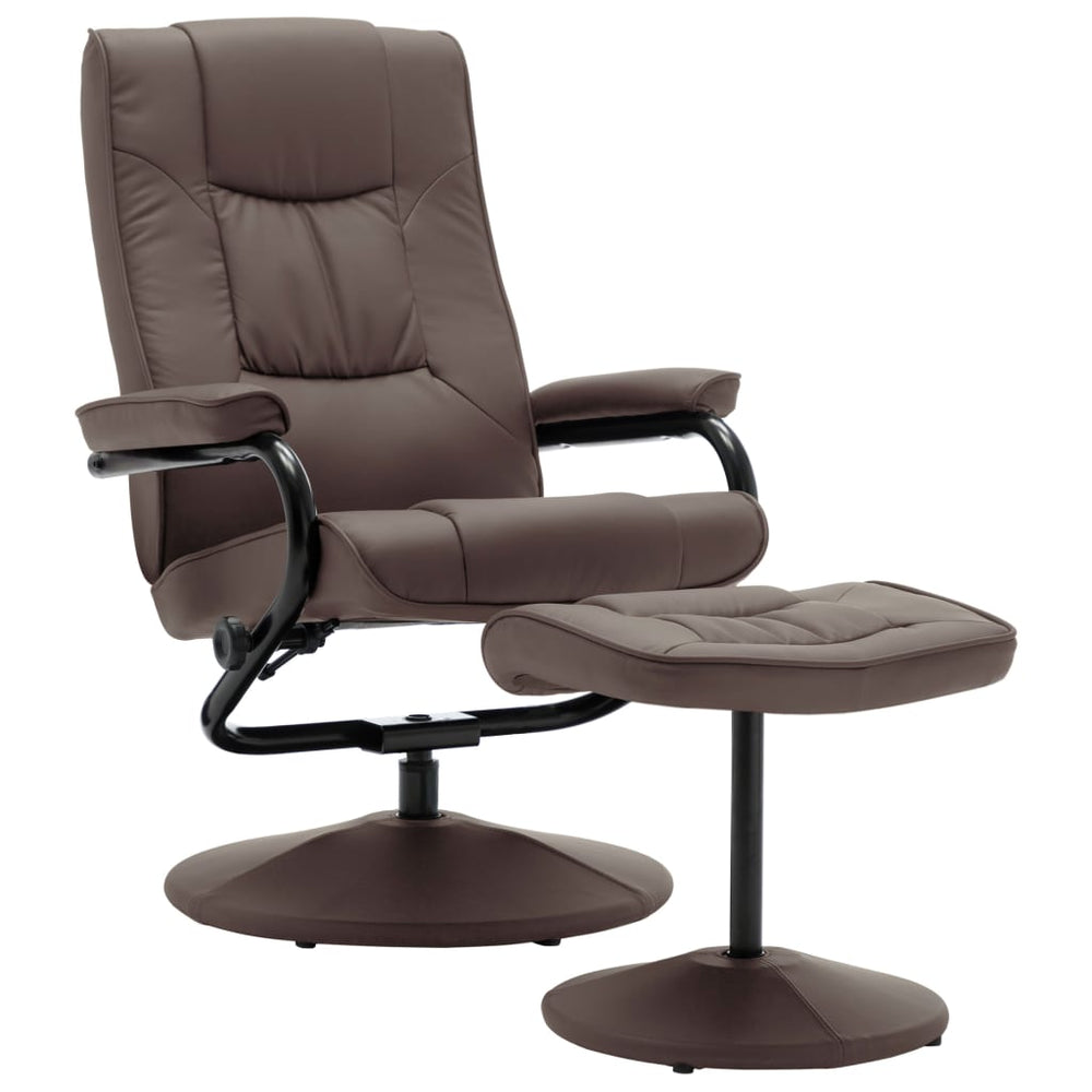 vidaXL TV Armchair with Footstool Brown Faux Leather