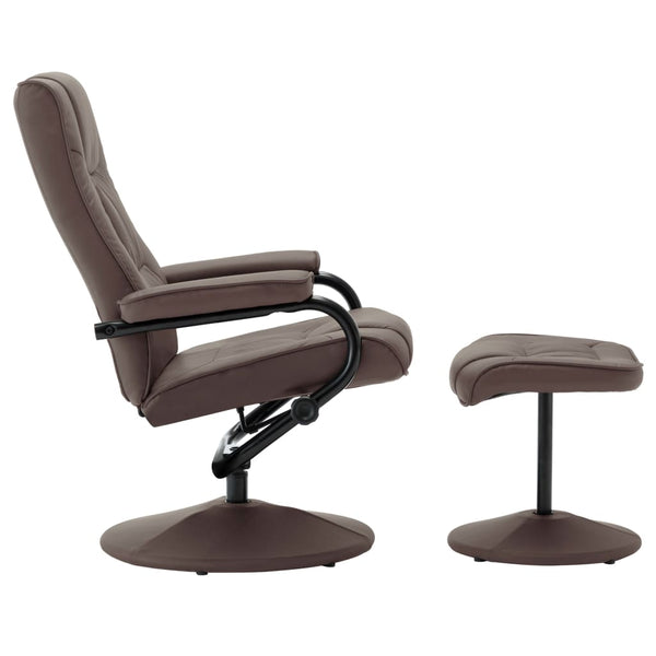 TV-Sessel mit Fußhocker Braun Kunstleder