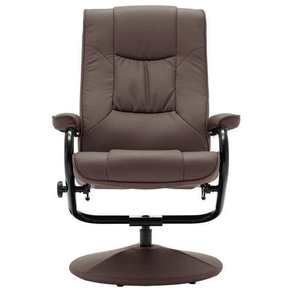 Fauteuil TV et repose-pieds vidaXL en similicuir marron