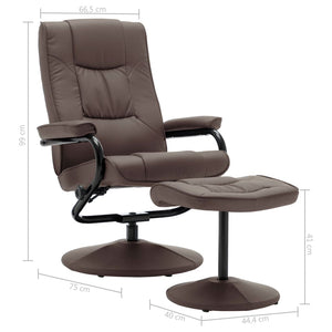 Fauteuil TV et repose-pieds vidaXL en similicuir marron